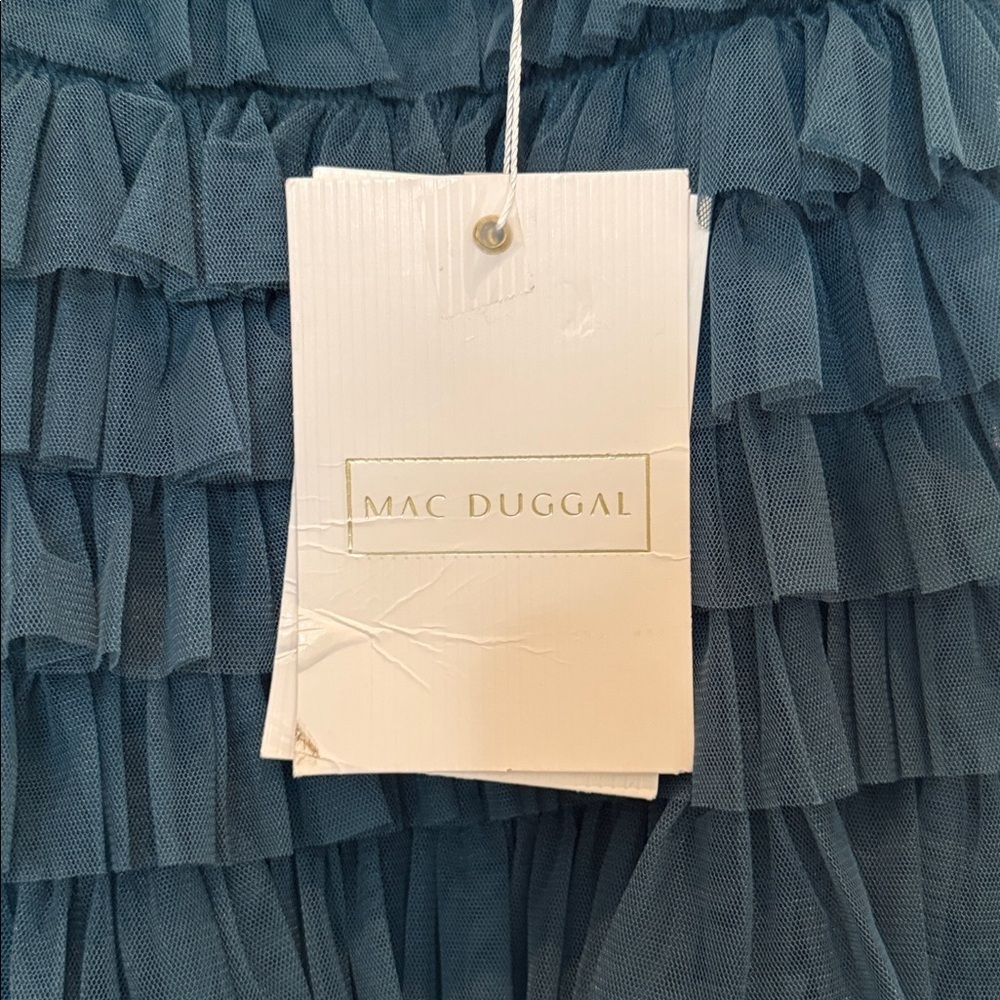 Mac Duggal 8046 Teal Sleeveless Ruffle Layered Gown Size 8 NWT - Picture 14 of 15